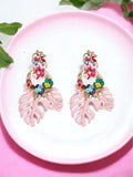 Leaf & Flower Shape Zinc Alloy Dangle Earrings