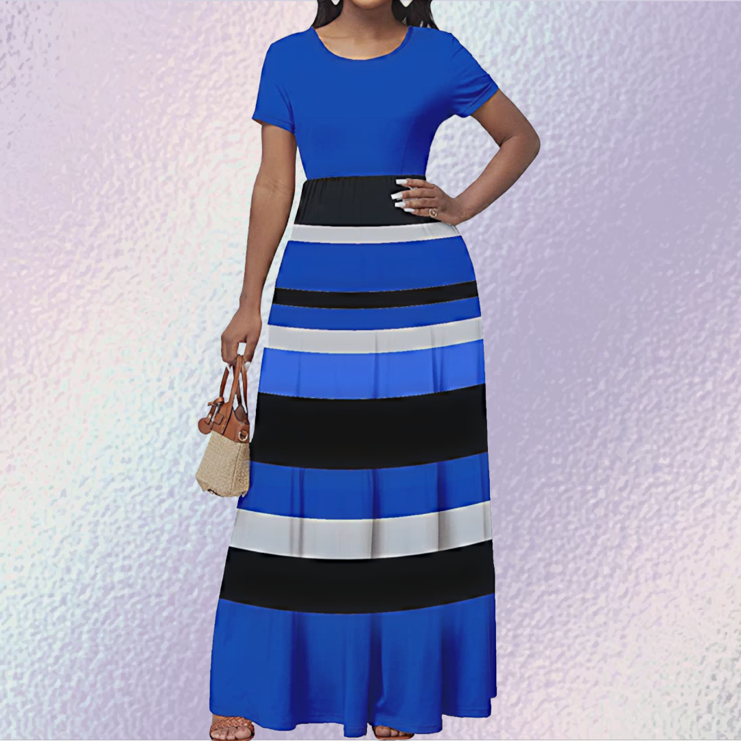 DISCONTINUED: Color Block Full Length Maxi Dress, Sizes Small - 3XLarge