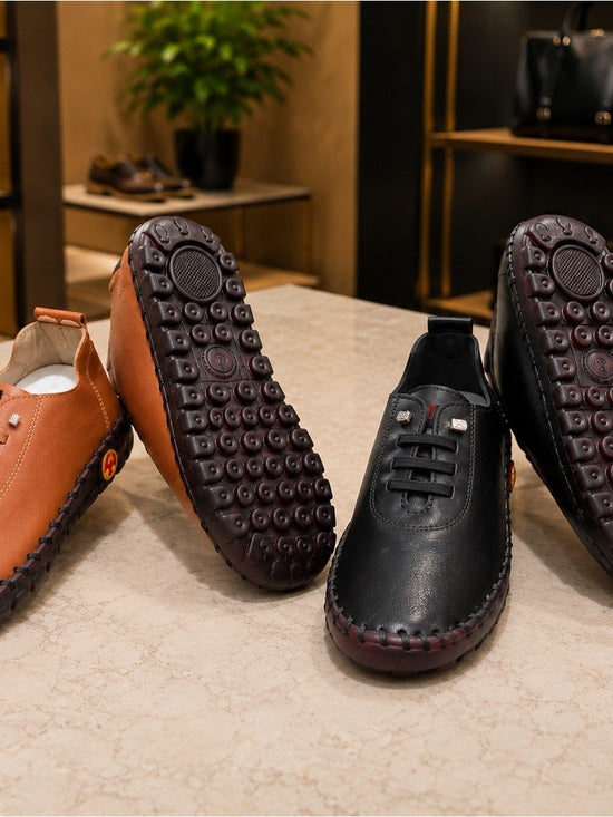 PU Leather Round Toe Slip-Ons