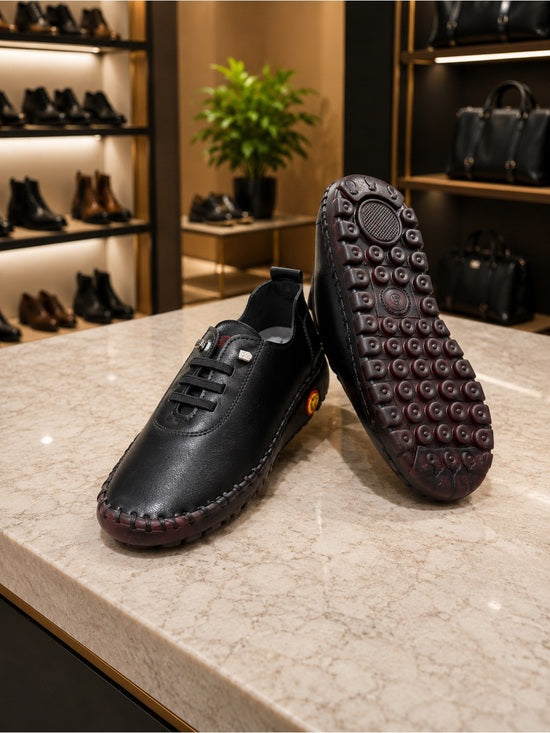 PU Leather Round Toe Slip-Ons