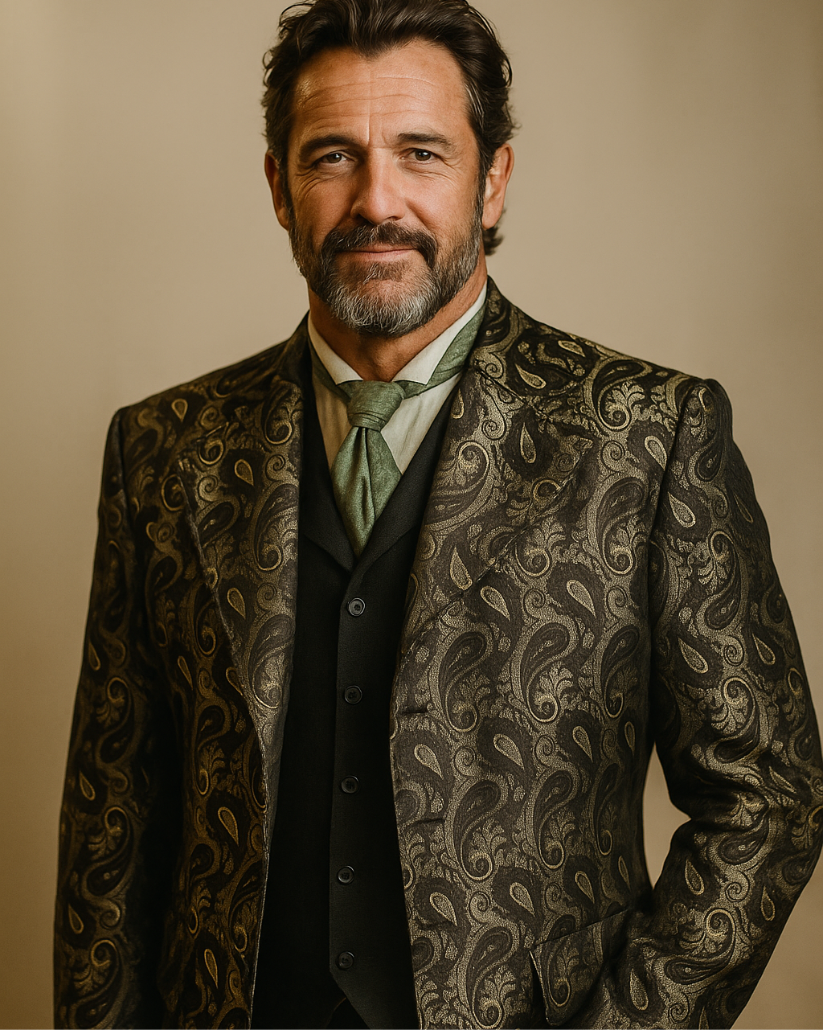 Men's Brown Paisley Brocade Frock Coat