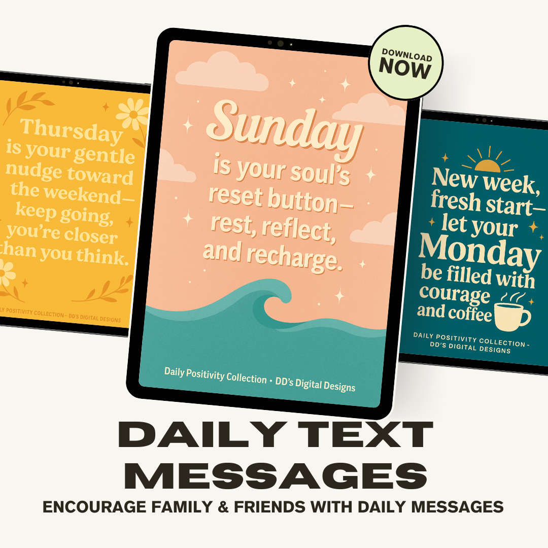FREE DOWNLOAD: Daily Positivity Collection – 14 Motivational Day-of-Week Digital Prints | Uplifting Quotes for Wall Art, Planners & Text Messages