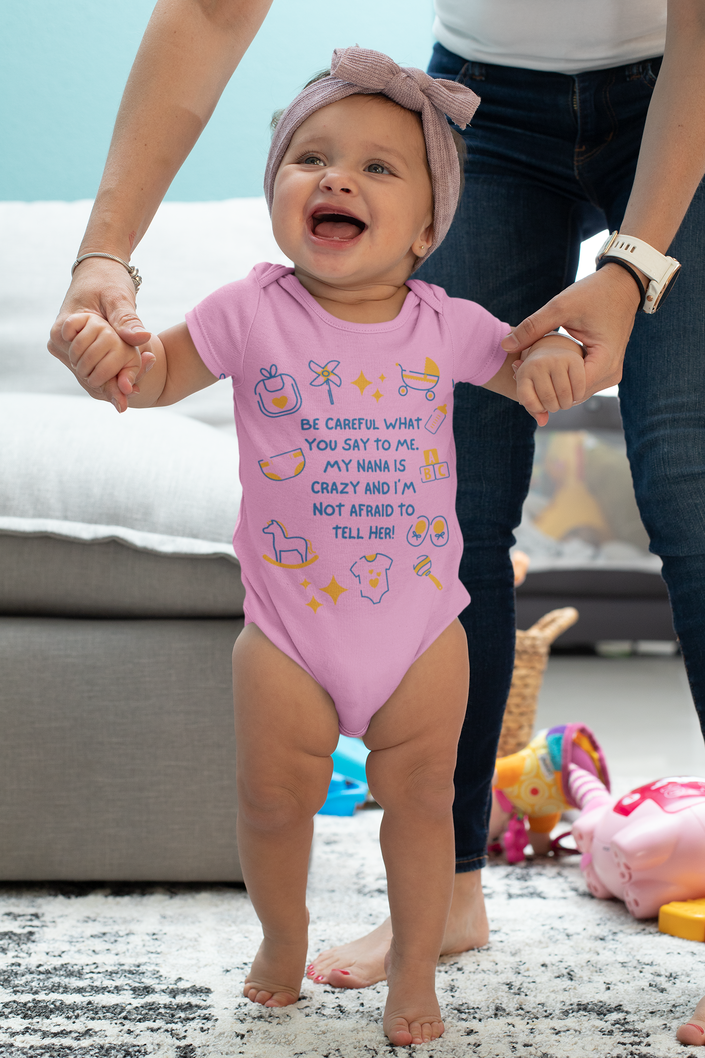 Be Careful What You Say To Me In Pink Baby One Piece, Newborn - 24 Months