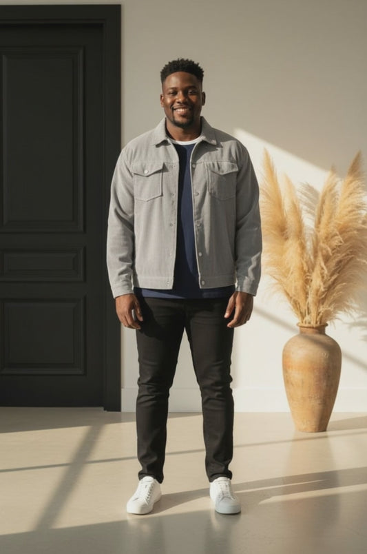 Men's Plus Size Casual Corduroy Snap-Down Jacket