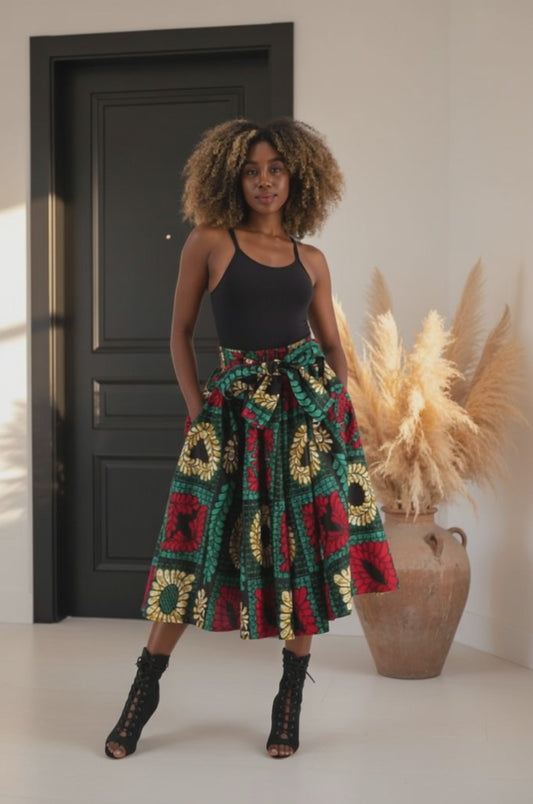 Mid-Length African Print Skirt