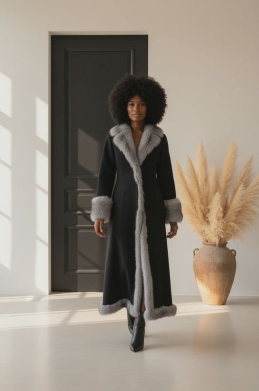 Full Size Faux Fur Trimmed Outerwear Plus Size