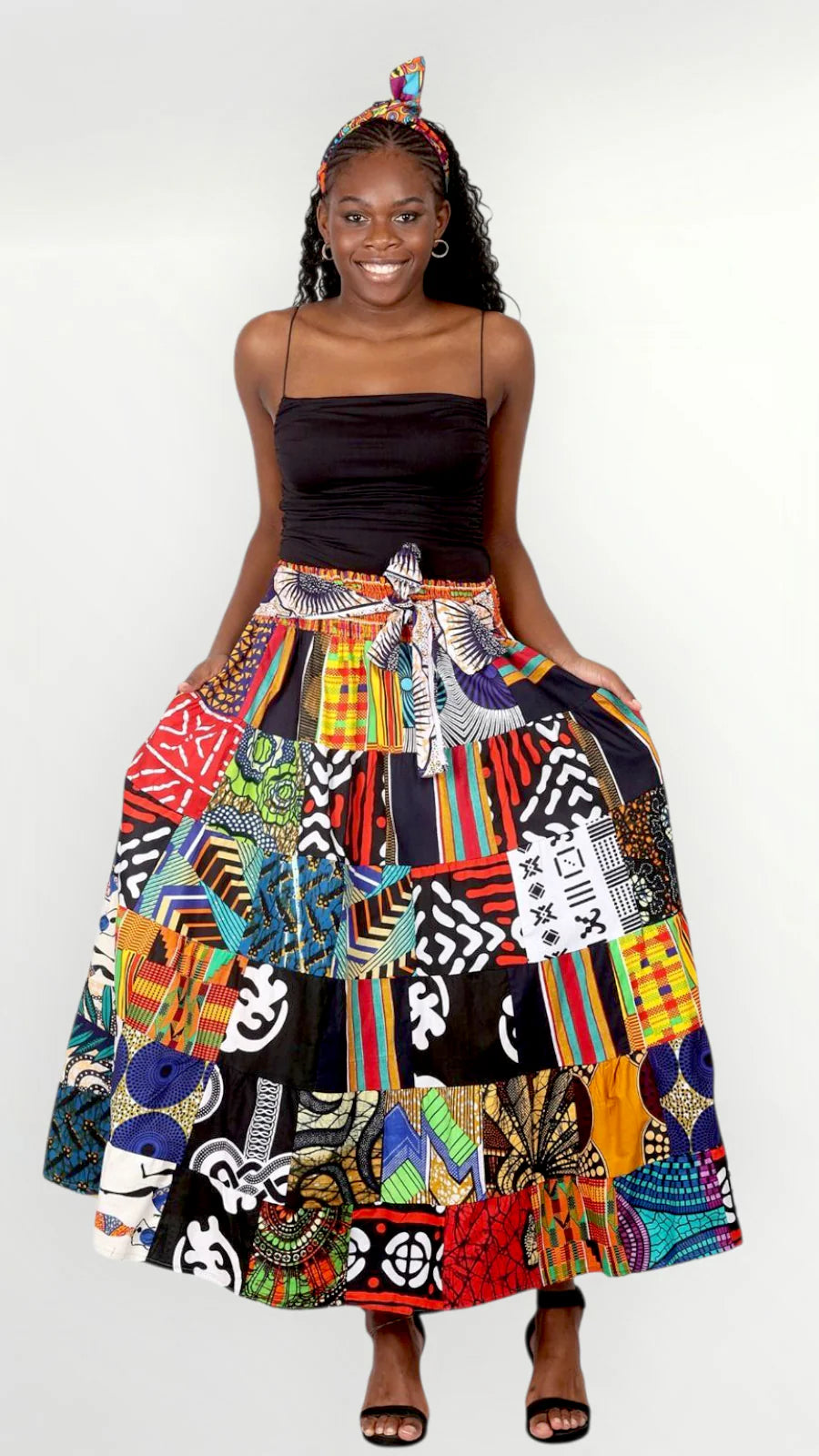 Long Length African Cotton Skirt - Patch Skirt Design