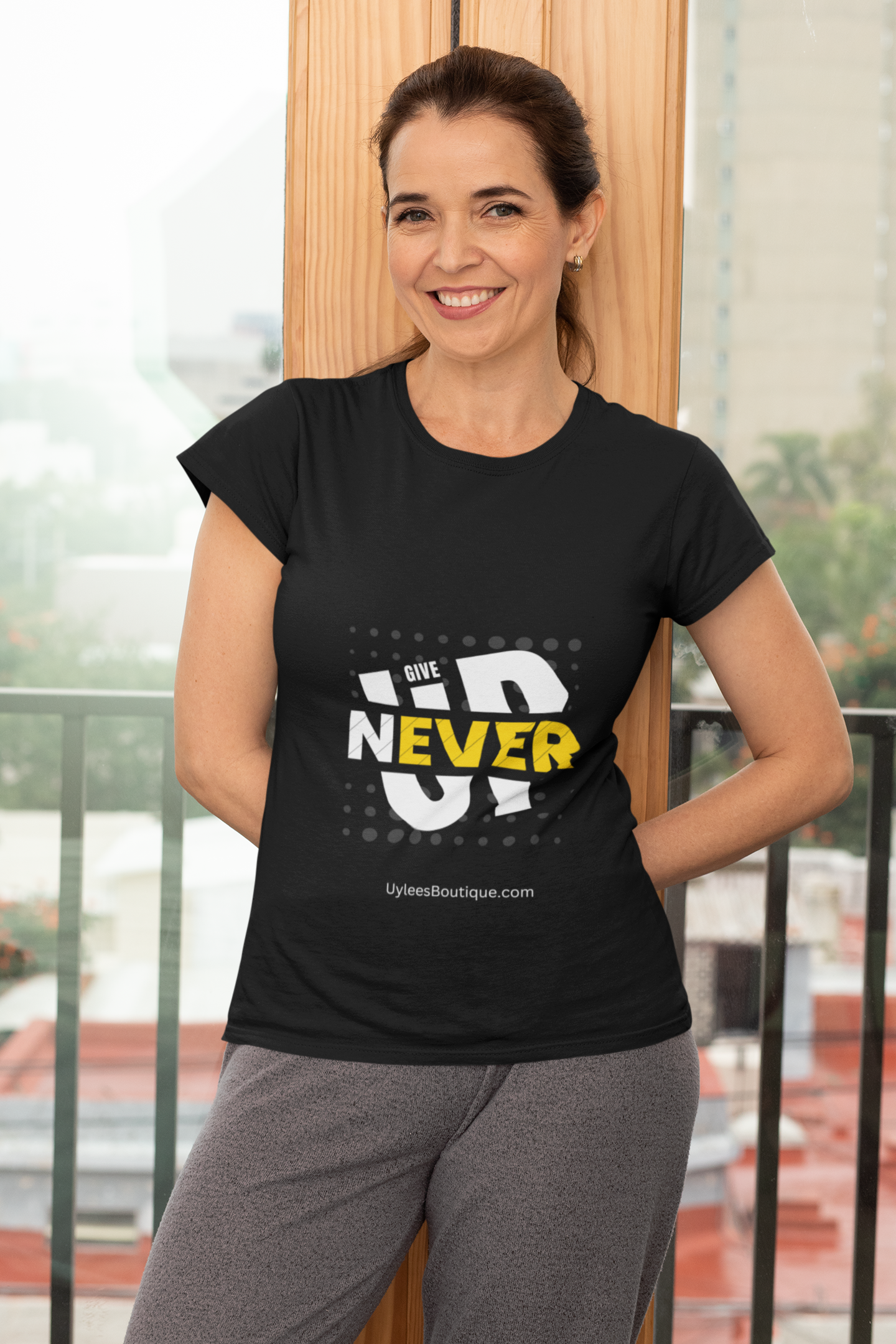 Never Give Up Ladies T Shirt