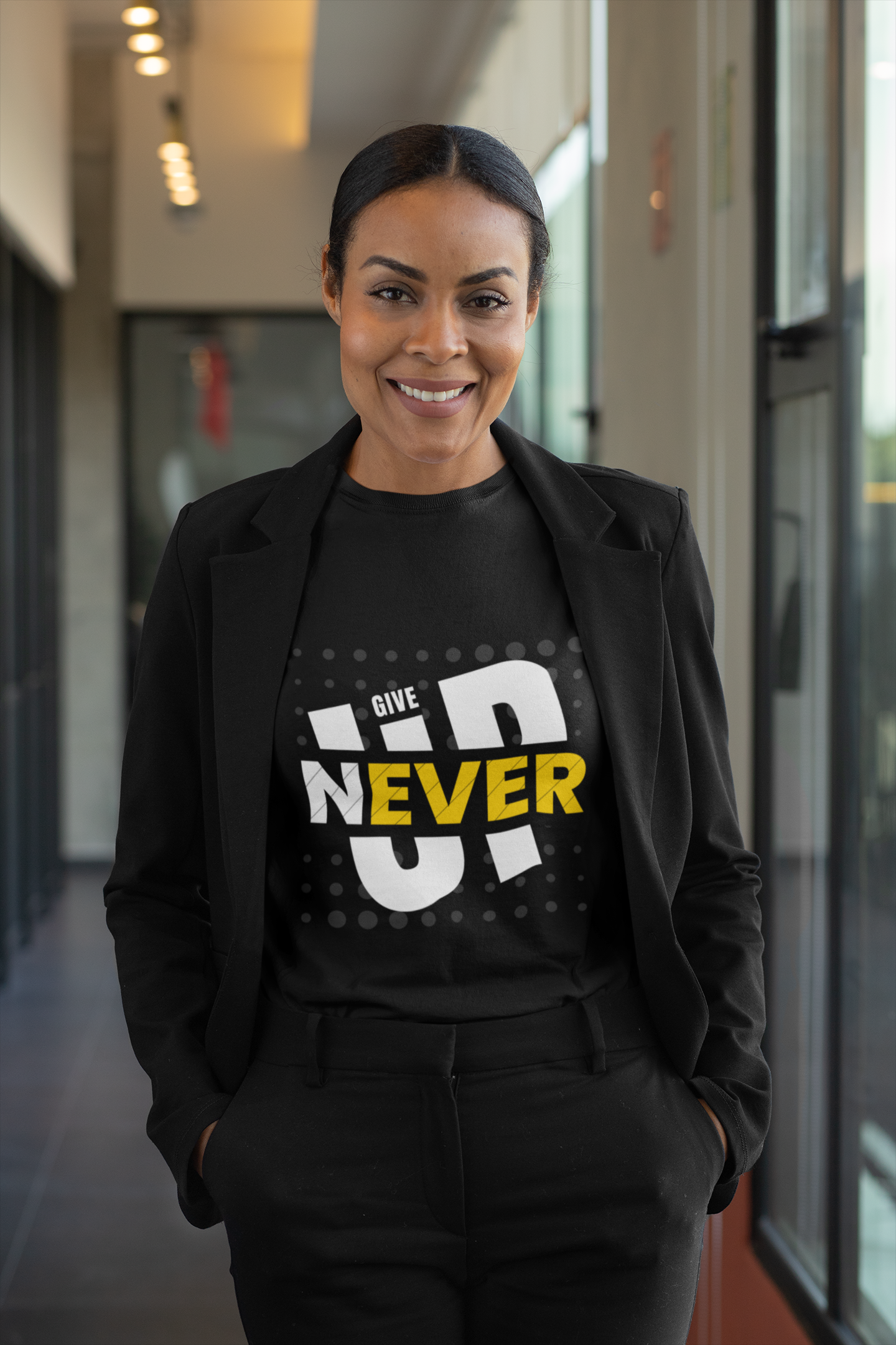 Never Give Up Ladies T Shirt