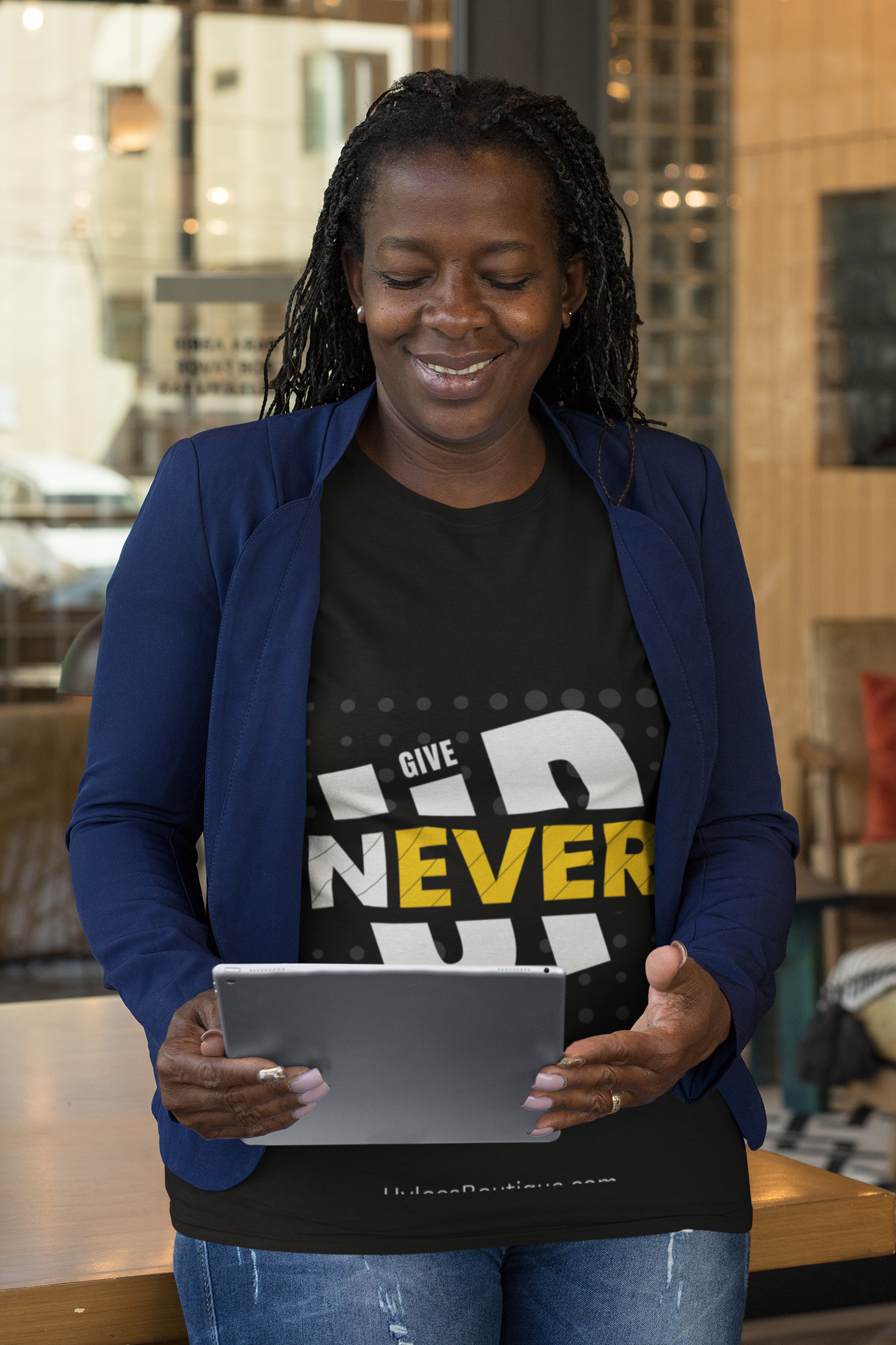 Never Give Up Ladies T Shirt