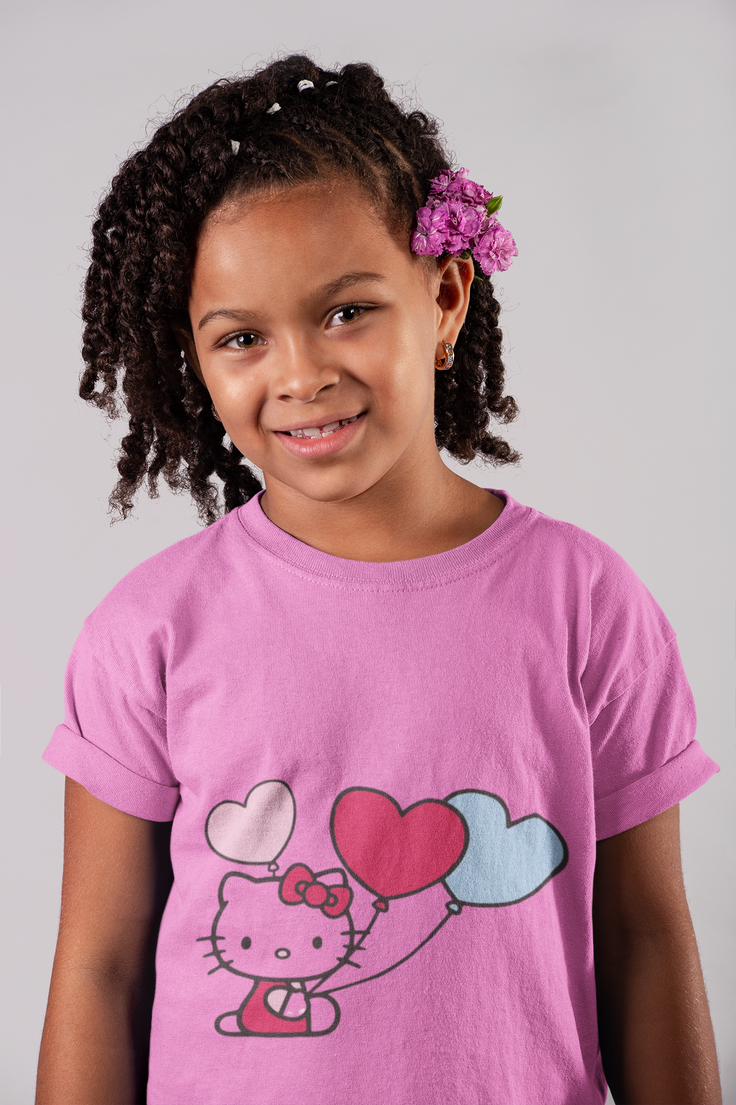 Hello Kitty Inspired With Balloons Ladies T Shirt