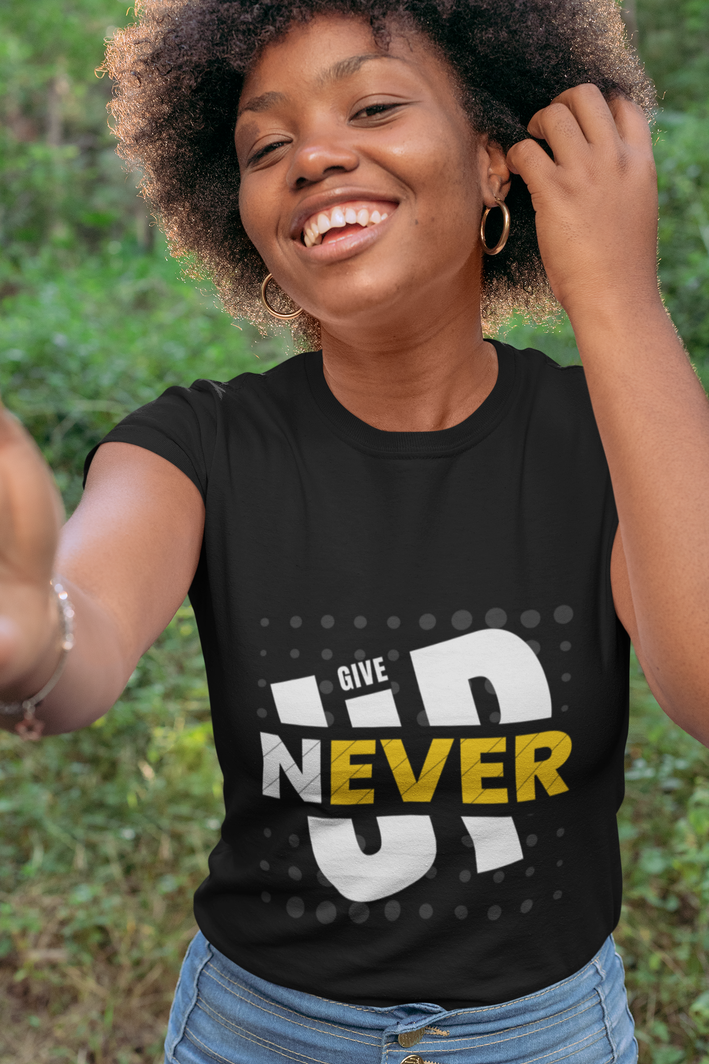 Never Give Up Ladies T Shirt