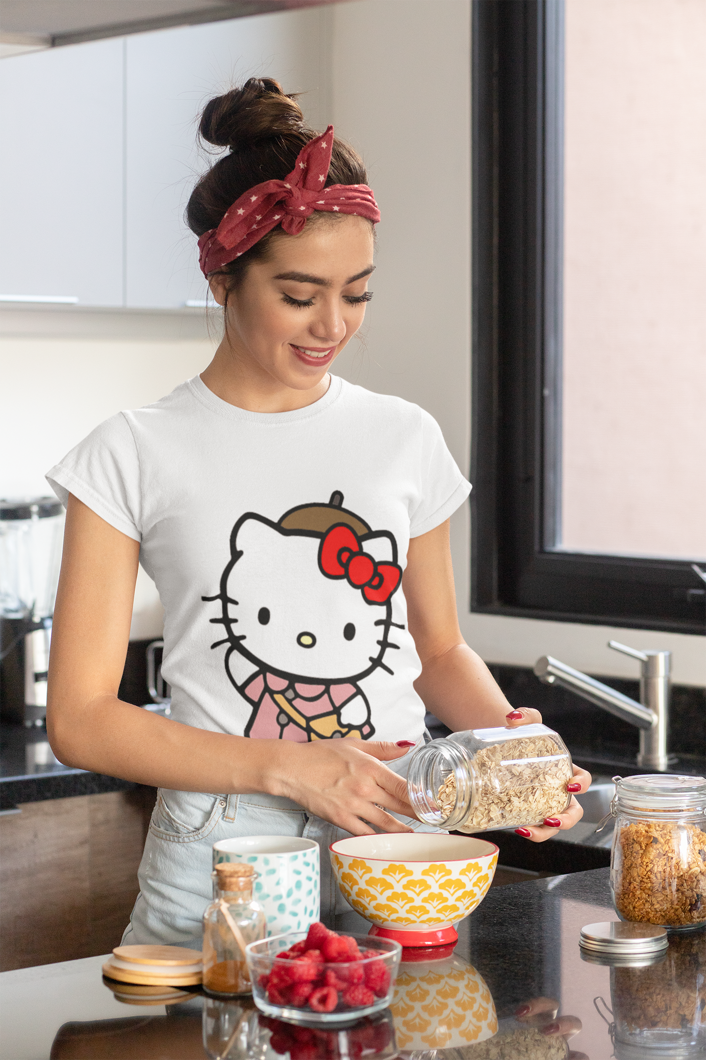 Hello Kitty Inspired Traveling Kitty Ladies T Shirt