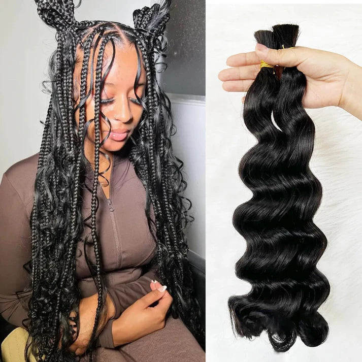 Loose Wave Bulk Hair For Braiding #1B Natural Black