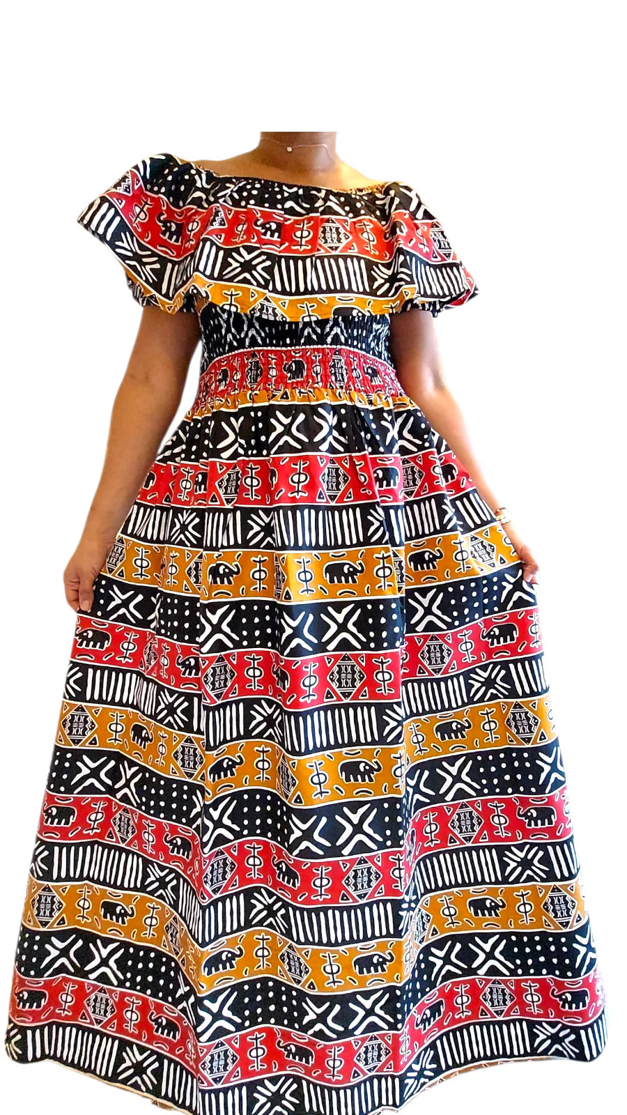 Maxi Frill Dress - Tribal Print
