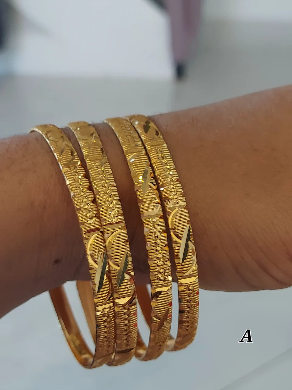 4Pcs Stackable Bangles Set-Gold Plated Bracelets