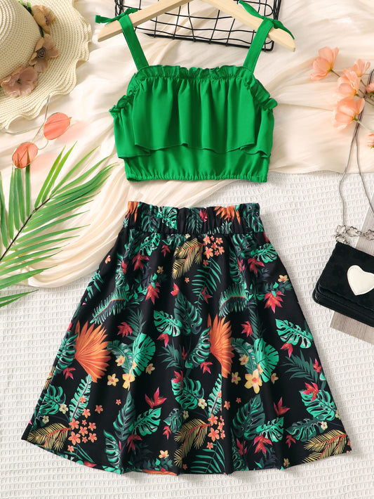 Uylee’s Boutique Layered Cami and Floral Skirt Set
