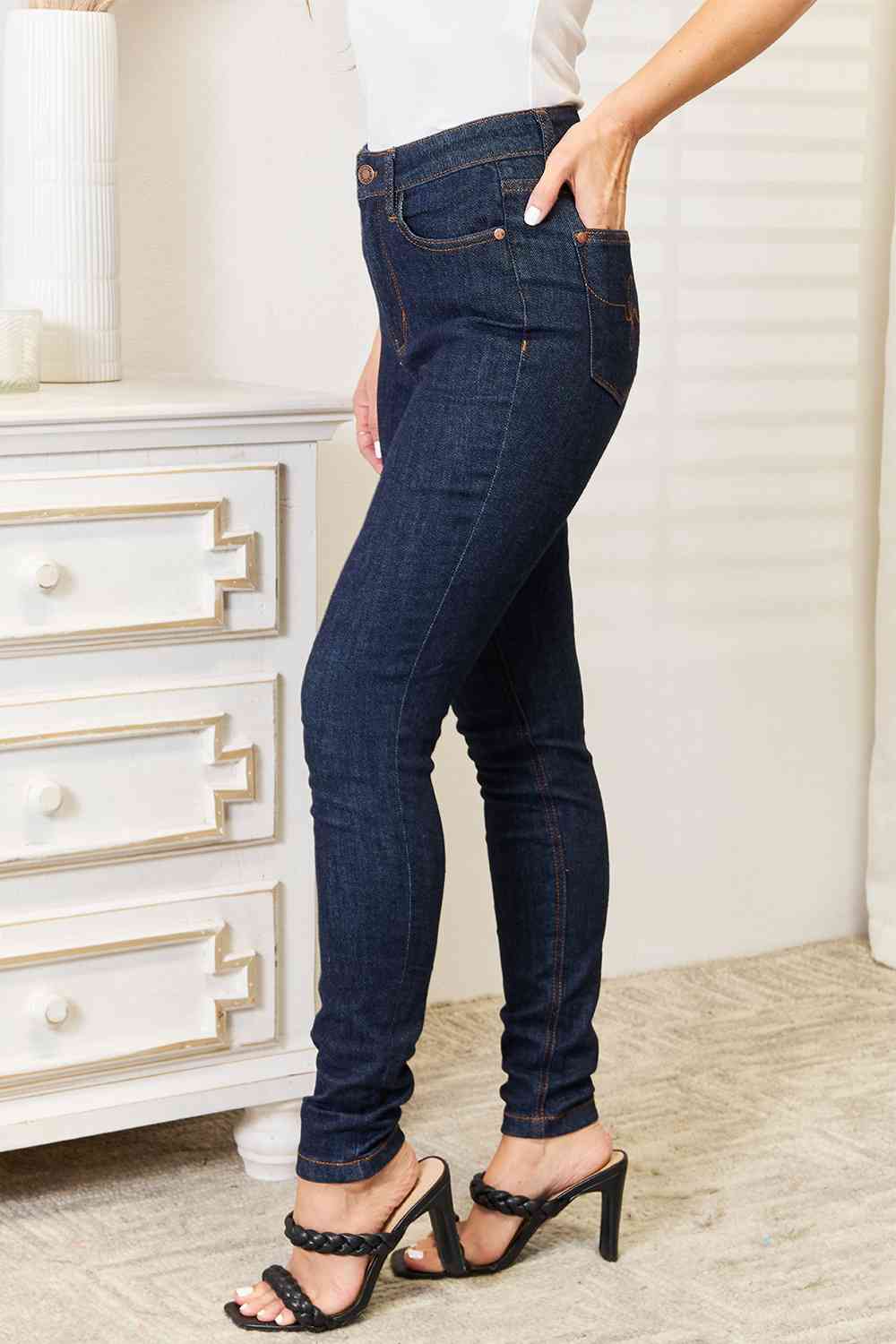 Judy Blue Full Size High Waist Pocket Embroidered Skinny Jeans