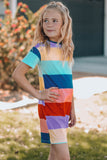 Uylee’s Boutique Girls Color Block Side Slit Mini Dress (Mommy and Me)