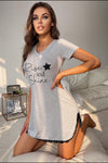 RISE AND SHINE コントラストレース Vネック Tシャツドレス