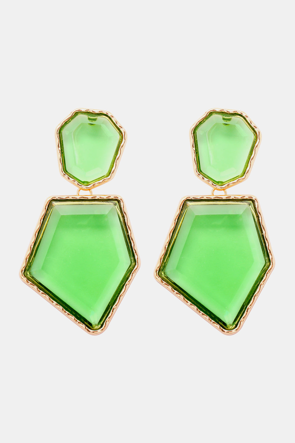 Geometrical Shape Zinc Alloy Frame Resin Dangle Earrings