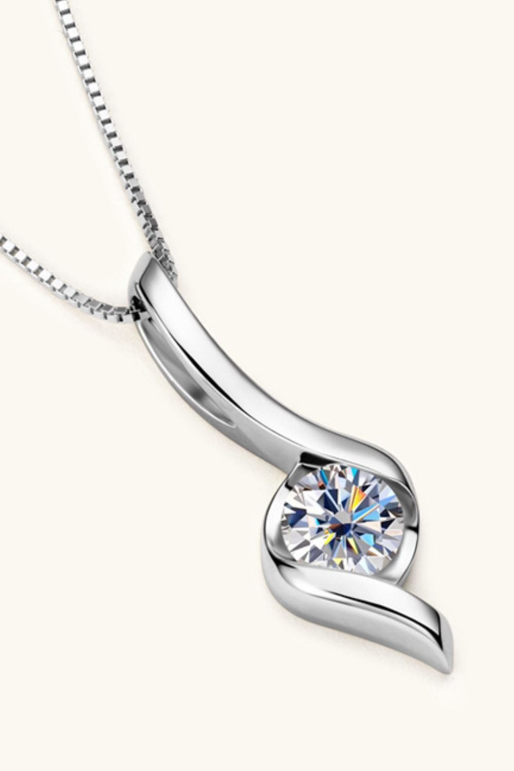 1 Carat Moissanite 925 Sterling Silver Necklace - Uylee's Boutique