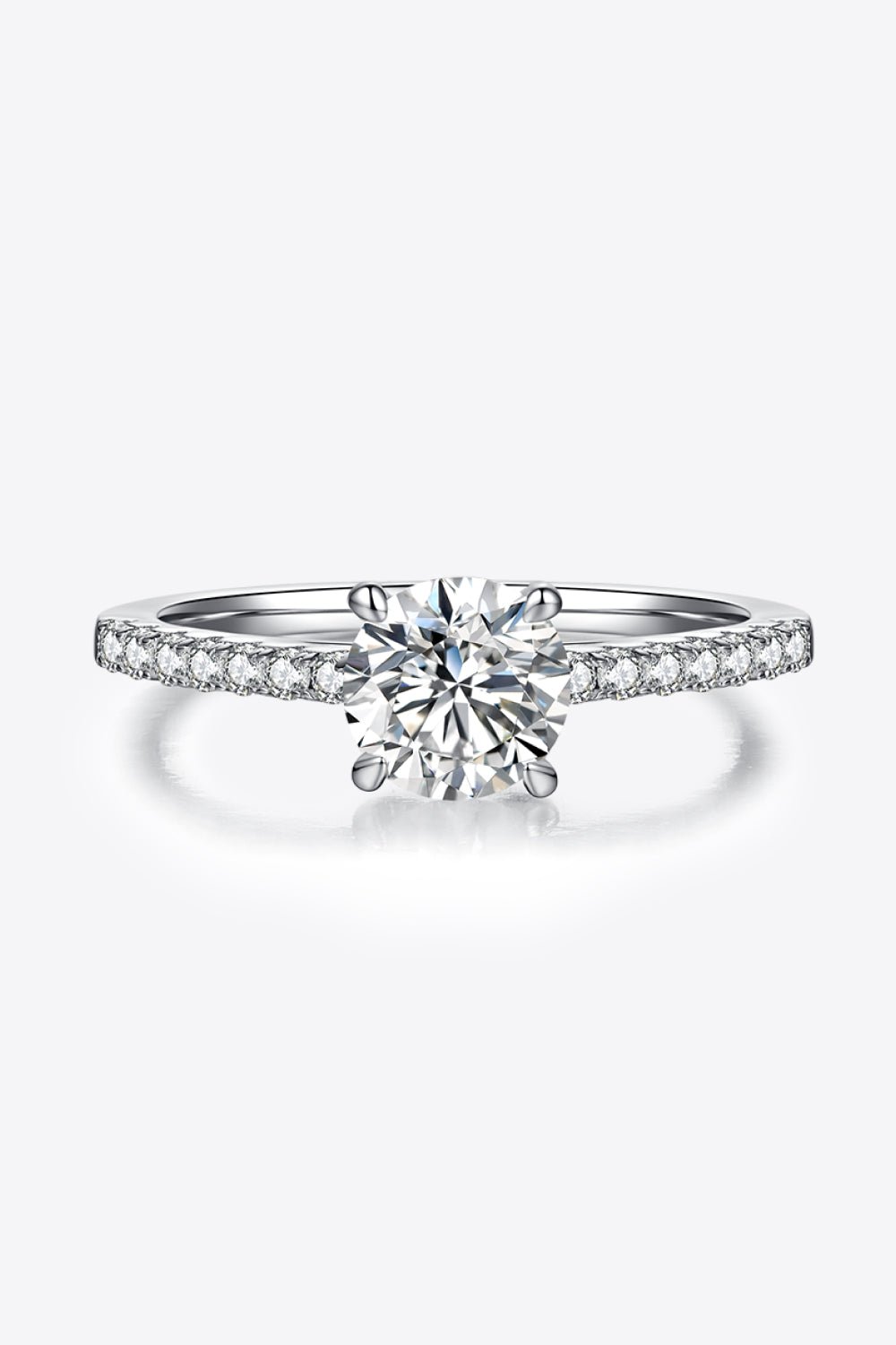 1 Carat Moissanite 925 Sterling Silver Side Stone Ring - Uylee's Boutique