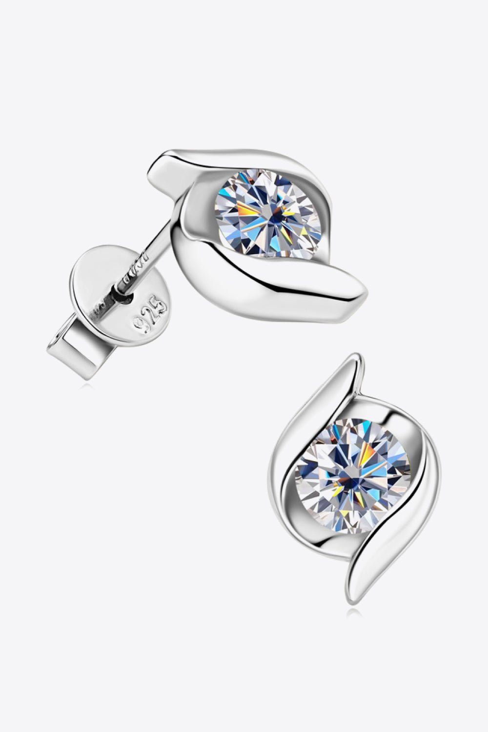 1 Carat Moissanite 925 Sterling Silver Stud Earrings - Uylee's Boutique