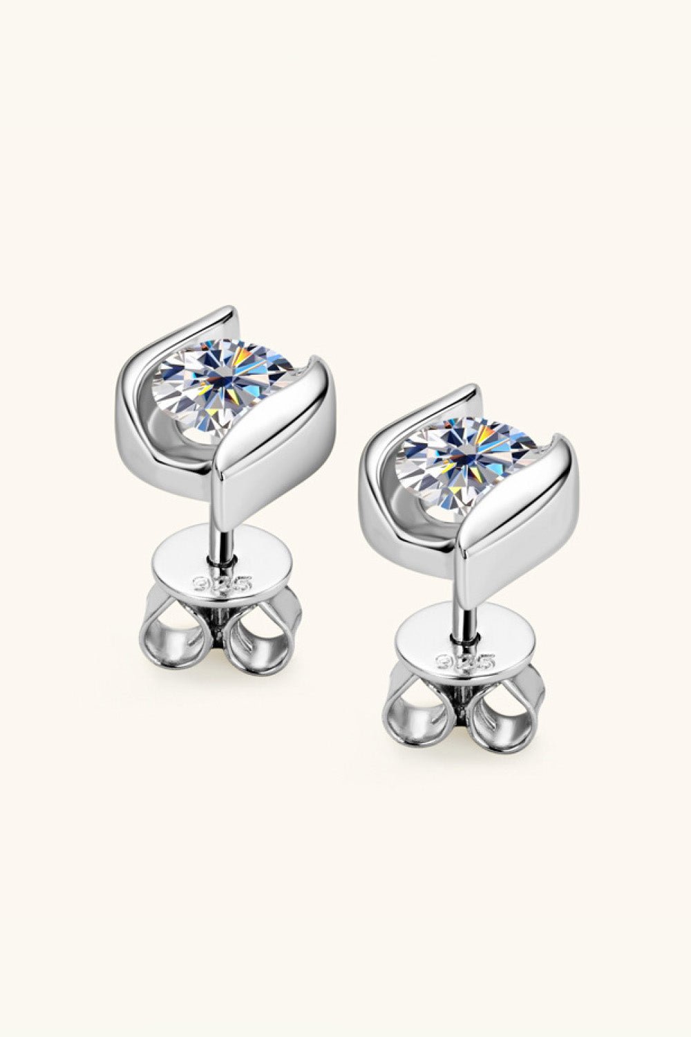 1 Carat Moissanite 925 Sterling Silver Stud Earrings - Uylee's Boutique