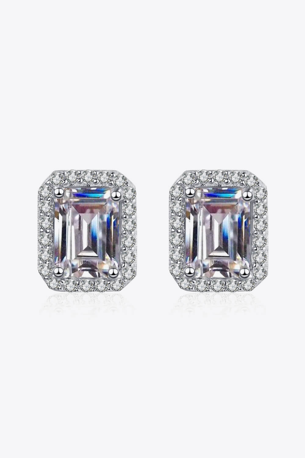 1 Carat Moissanite Rhodium-Plated Square Stud Earrings - Uylee's Boutique