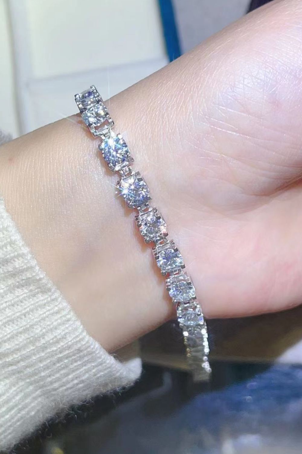 10 Carat Moissanite Platinum-Plated Bracelet - Uylee's Boutique