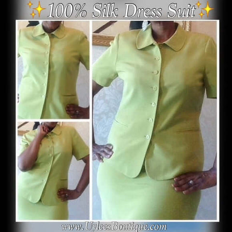 100% Silk ✨Morgan Taylor 2-Piece Silk Dress Suit, US Size 12 - Uylee's Boutique