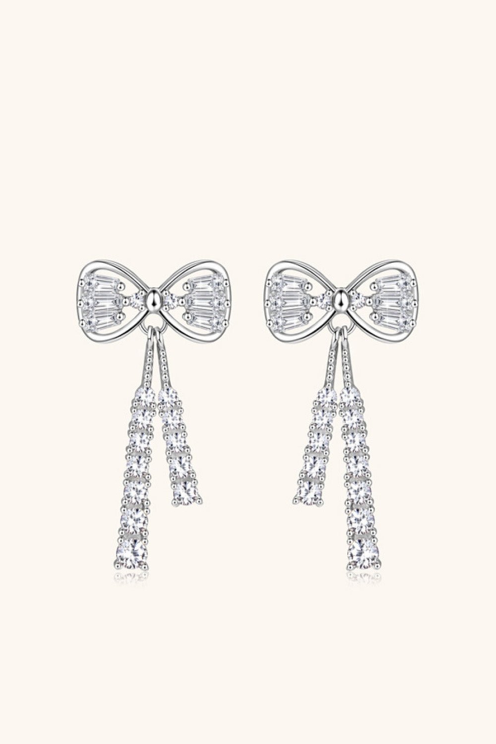 1.12 Carat Moissanite 925 Sterling Silver Bow Earrings - Uylee's Boutique
