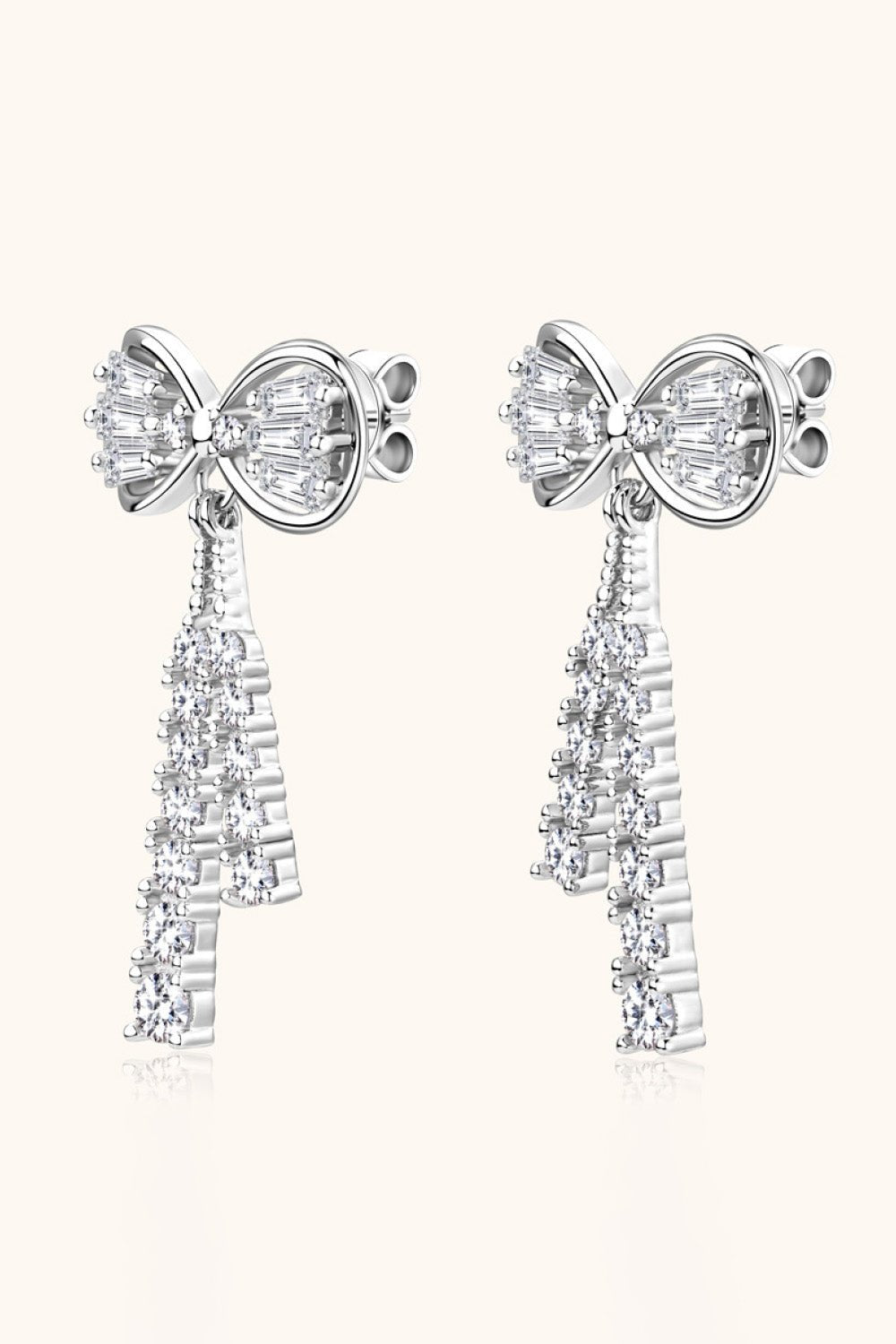 1.12 Carat Moissanite 925 Sterling Silver Bow Earrings - Uylee's Boutique