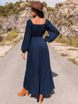 Long Sleeve Lace Trim Maxi Dress