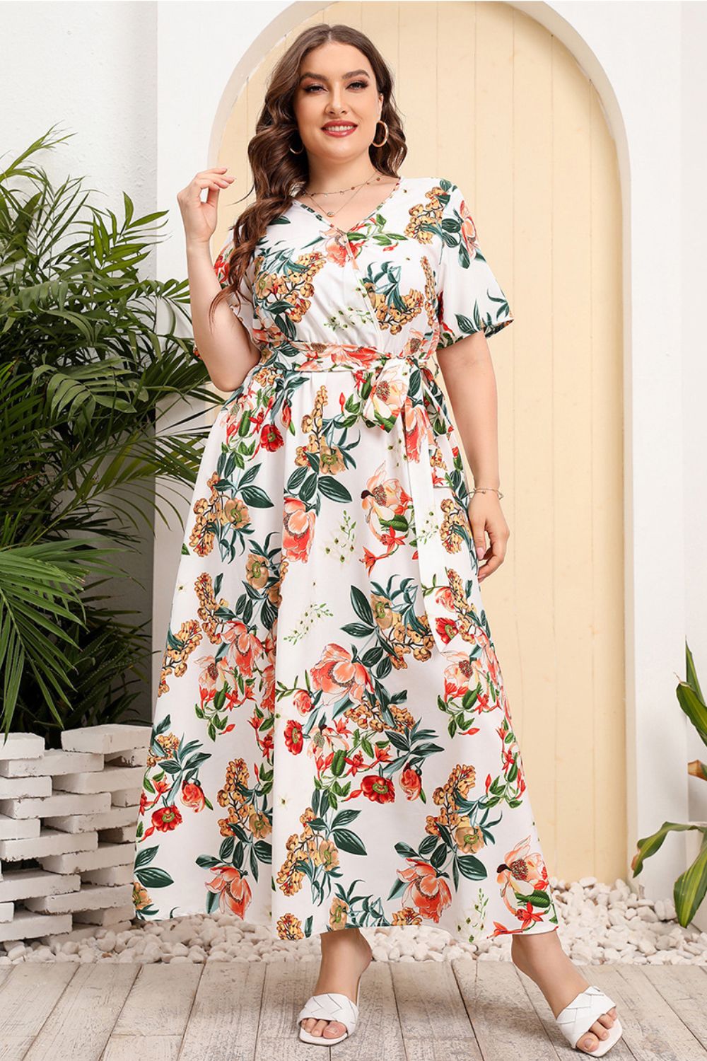 Plus size short store sleeve maxi dresses