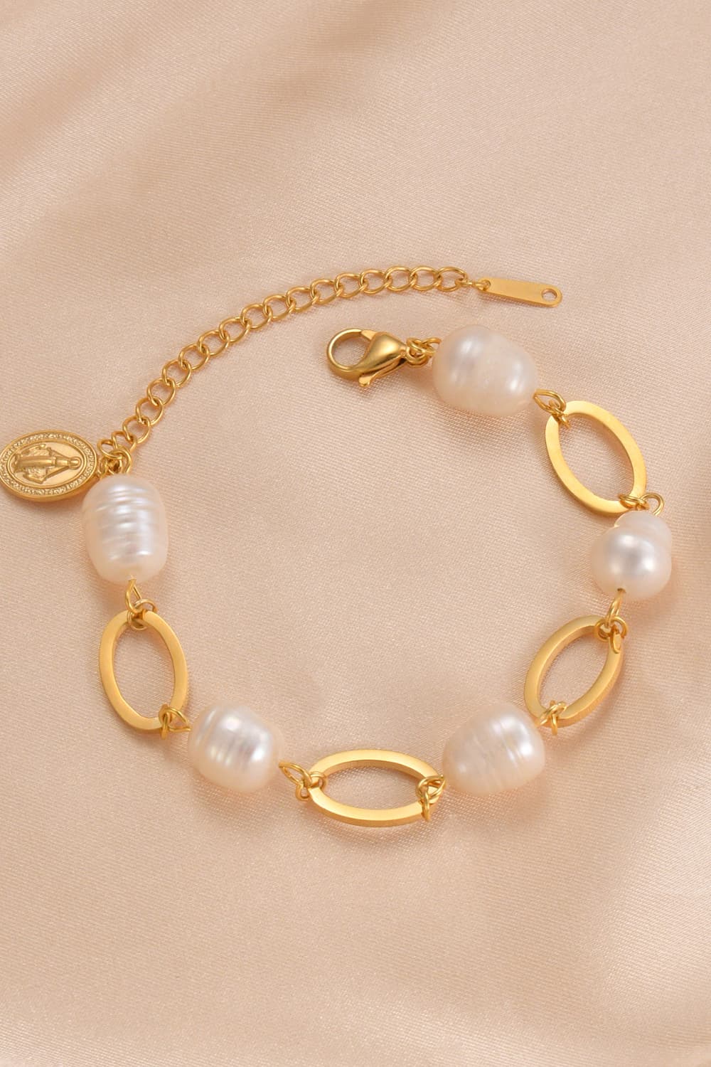 14K Gold-plated Lobster Closure Freshwater Pearl Bracelet - Uylee's Boutique