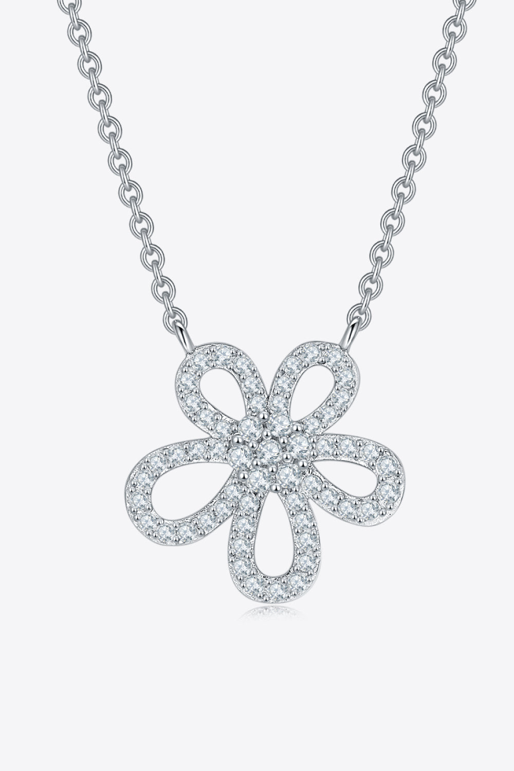 Uylees Boutique Moissanite Flower Pendant 925 Sterling Silver Necklace