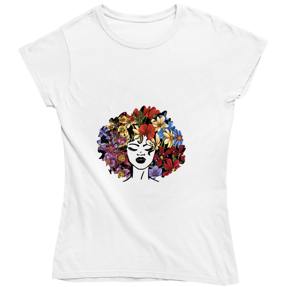 Floral Afro Ladies T Shirt