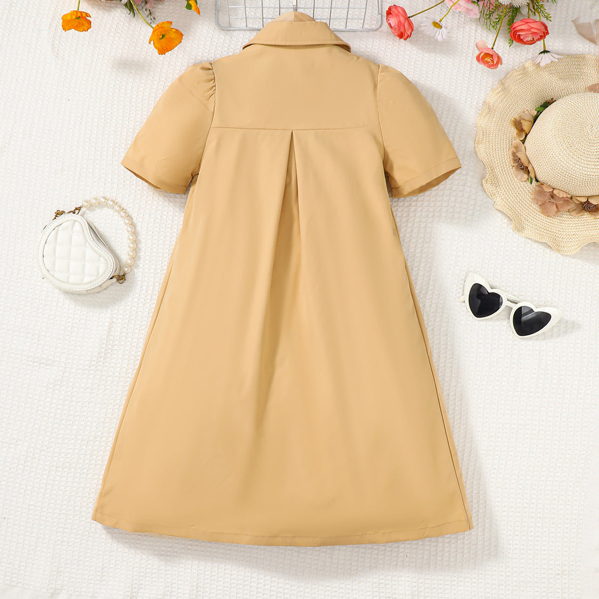 Uylee's Boutique Short Sleeve Collared Neck A-Line Dress