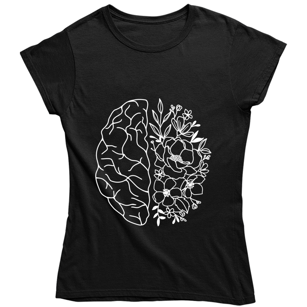 Floral Brain Mental Health Awareness Ladies T Shirt