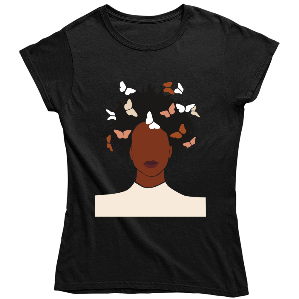 Butterfly Afro Ladies T Shirt