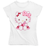 Kawaii Pink Hello Kitty Inspired Ladies T Shirt in Three Color Choices and Various Sizes