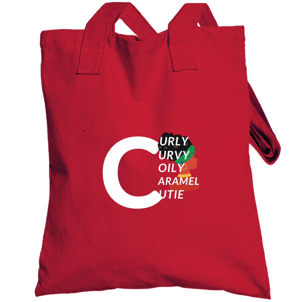 Uylee's Boutique Red Curvy Curvy Coily Caramel Cutie Totebag