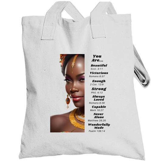 Uylee's Boutique You Are Beautiful Victorious Enough Strong Always Loved Capable Totebag