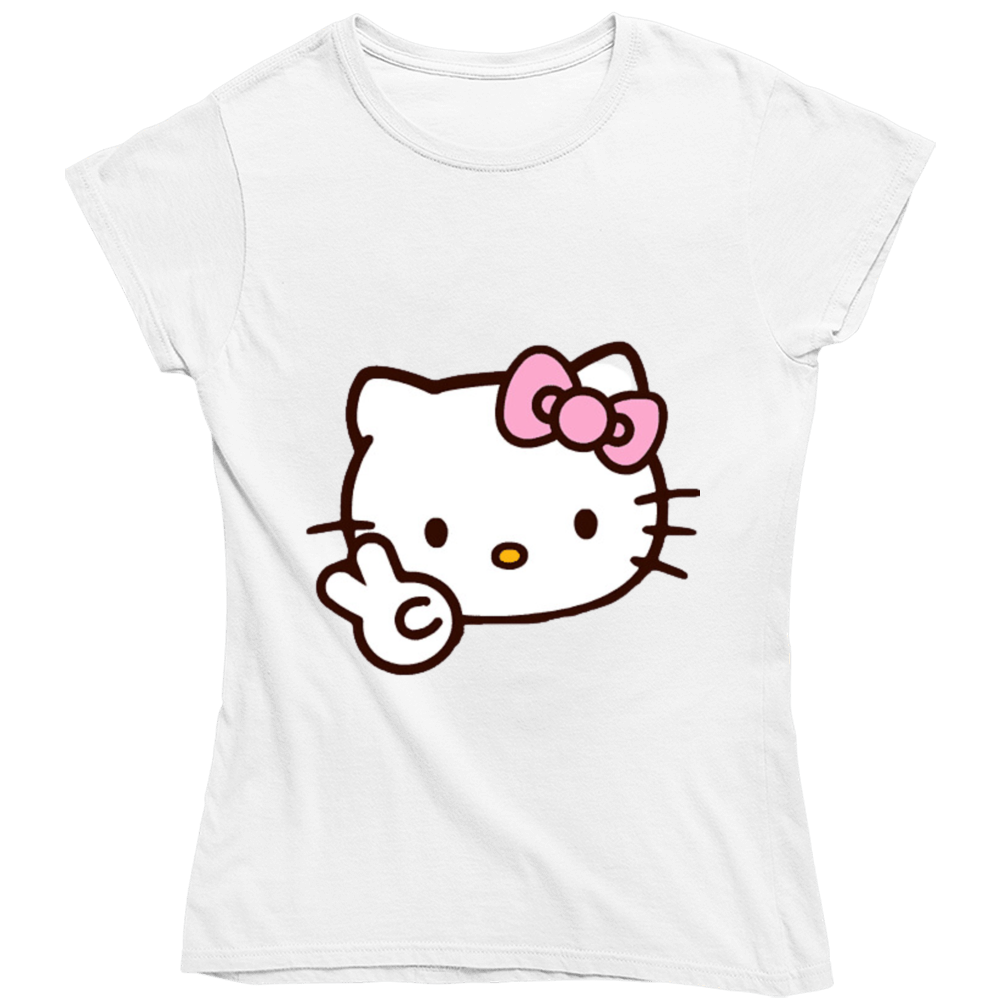 Hello Kitty Inspired With Ribbon Ladies T Shirt