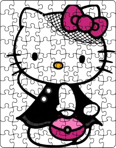 Kawaii Hello Kitty Inspired Wearing Black Puzzle