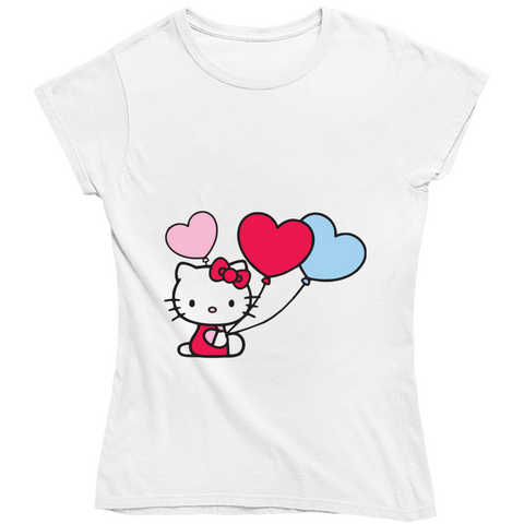 Hello Kitty Inspired With Balloons Ladies T Shirt
