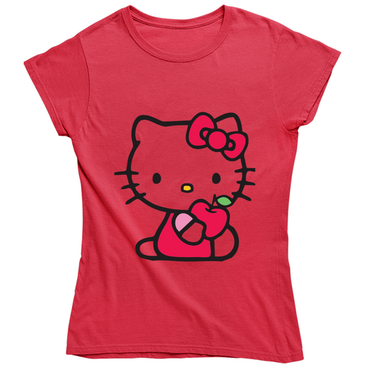 Hello Kitty Inspired With Apple Ladies T Shirt