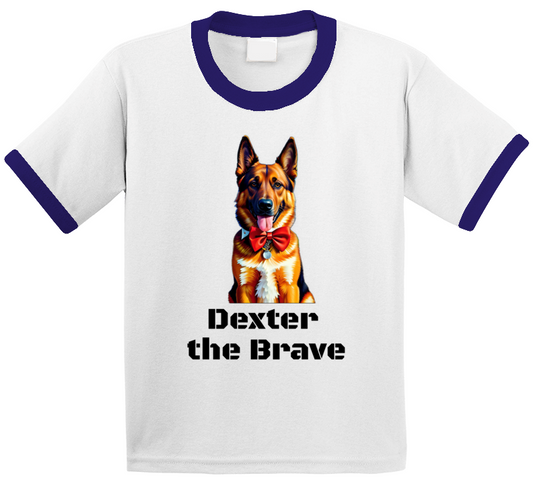 Dexter The Brave  - Navy Blue Ringer T Shirt